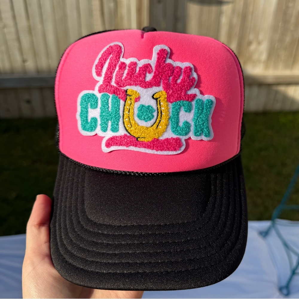 Lucky Chuck Neon Pink & Black Trucker Hat